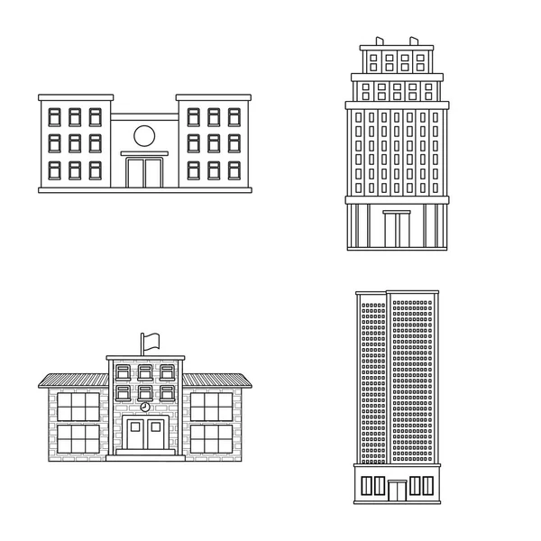 Векторная иллюстрация архитектуры и внешнего символа. Коллекция архитектуры и иконки городского вектора для склада . — стоковый вектор