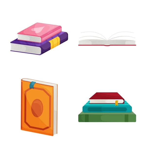 Vektorillustration des Bibliotheks- und Buchhandelsymbols. Sammlung von Bibliotheks- und Literaturaktienzeichen für das Web. — Stockvektor