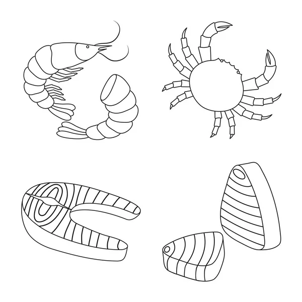 Ilustración vectorial del logotipo de los alimentos y el mar. Recolección de alimentos e ilustración del vector de stock saludable . — Vector de stock