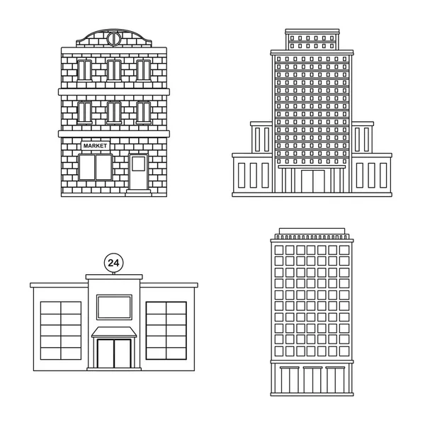 वास्तुकला और बाहरी संकेत के वेक्टर डिजाइन। स्टॉक के लिए वास्तुकला और शहर वेक्टर प्रतीक का सेट . — स्टॉक वेक्टर