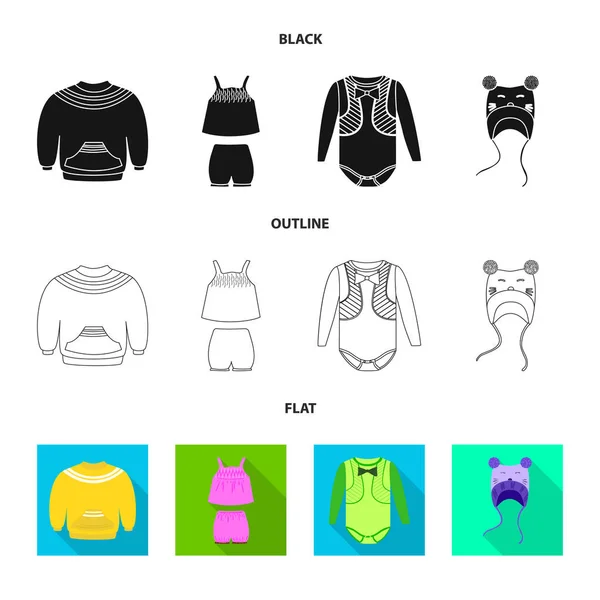 Illustrazione vettoriale del simbolo della moda e dell'abbigliamento. Set di moda e cotone icona vettoriale per magazzino . — Vettoriale Stock