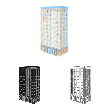 Ofis ve gökdelen logosu izole nesne. Web için ofis ve şirket hisse senedi sembolü kümesi.