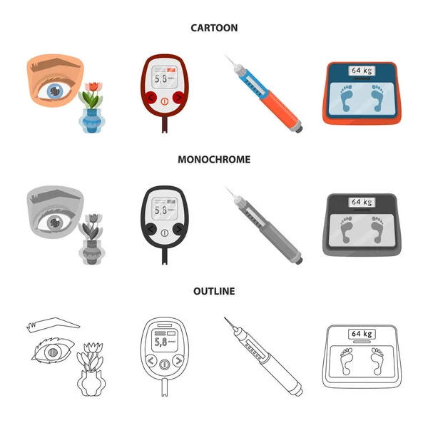 Conception vectorielle de l'alimentation et icône de traitement. Collection d'illustration vectorielle de stock de régime alimentaire et de médecine . — Image vectorielle