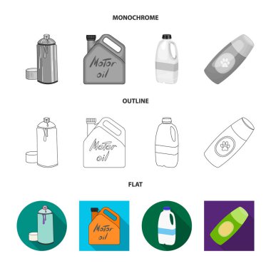 Plastik ve konteyner simge vektör tasarımı. Plastik ve ambalaj hisse senedi vektör çizim koleksiyonu.