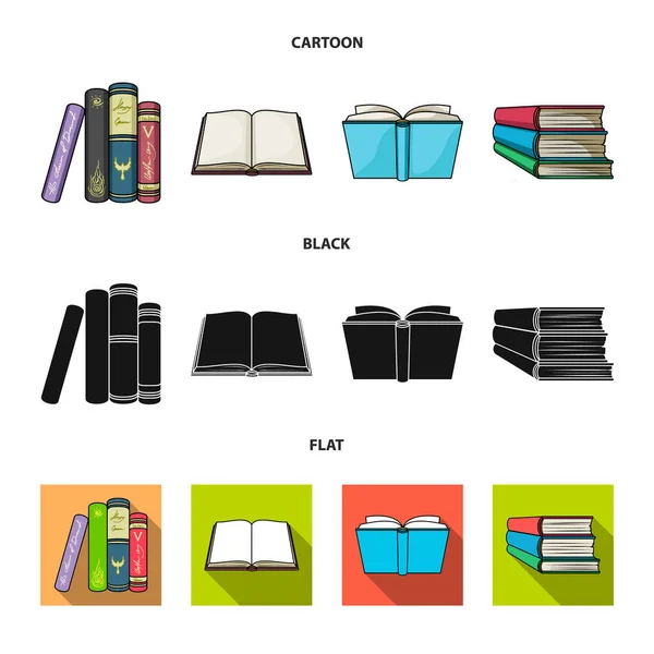 Isolerade objekt bibliotek och lärobok skylt. Samling av bibliotek och skola vektor ikonen för lager. — Stock vektor