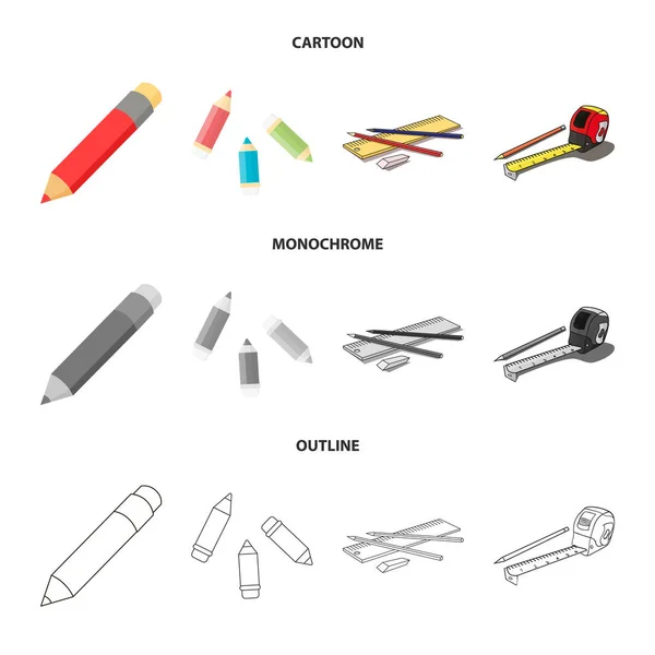 Diseño vectorial de lápiz y signo de afilado. Colección de lápiz y color stock vector ilustración . — Archivo Imágenes Vectoriales