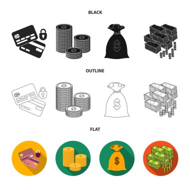 Ödeme ve kredi simge vektör tasarımı. Ödeme ve web için finansal hisse senedi simgesi toplama.