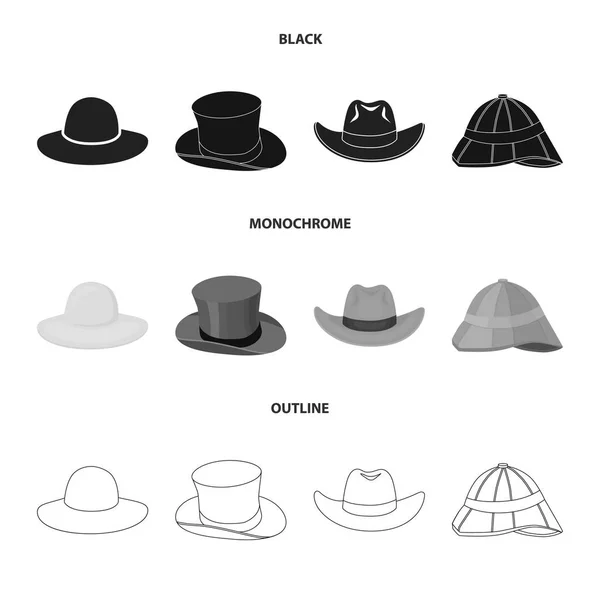 Vektor-Design von Hut und Mütze Symbol. Set von Hut und Modell Stock Vektor Illustration. — Stockvektor