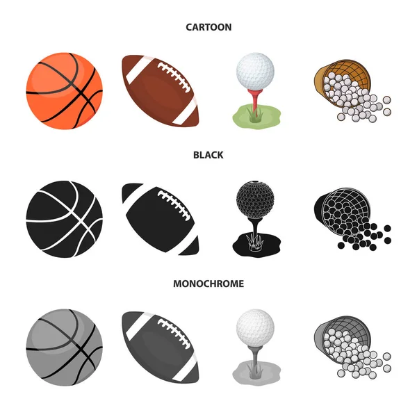 Geïsoleerde object van bal en voetbal symbool. Collectie van de bal en basketbal vector pictogram voor voorraad. — Stockvector