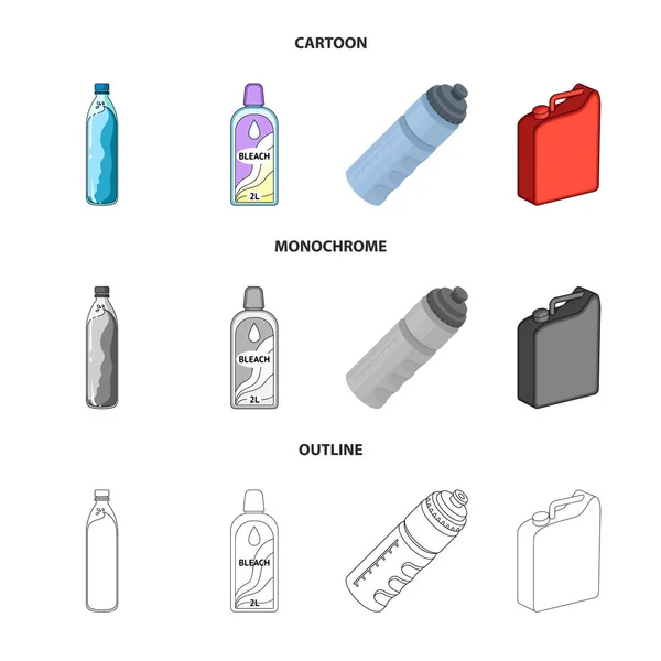 Изолированный объект из пластика и символа контейнера. Набор векторных иконок из пластика и упаковки для складе . — стоковый вектор
