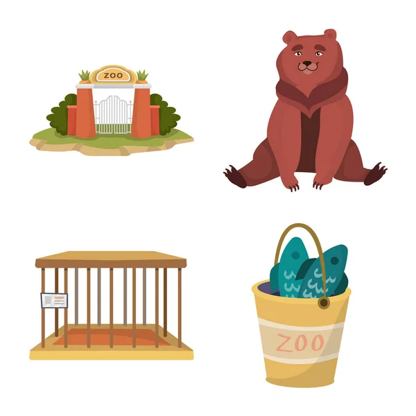 Vector illustration of zoo and park sign. Set of zoo and animal stock symbol for web. — Stock Vector