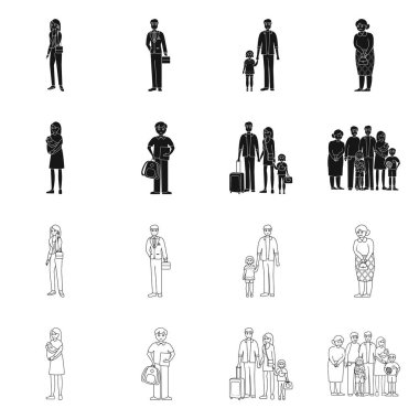 Vektör Illustration karakter ve avatar işareti. Karakter ve portre hisse senedi vektör çizim seti.