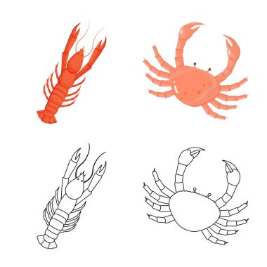 Taze ve restoran simge vektör Illustration. Taze ve deniz hisse senedi vektör çizim topluluğu.