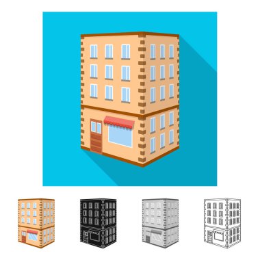 Kütüphane ve ev sembolü vektör illüstrasyon. Stok için kitaplık ve banka vektör simgesinin toplanması.