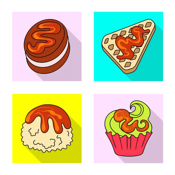 Az édességek és a kulináris ikon vektortervezése. Az édességek és a színes vektoros ikon készlet. — Stock Vector