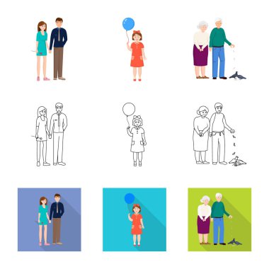 Karakter ve avatar logo vektör Illustration. Karakter ve portre hisse senedi vektör çizim seti.