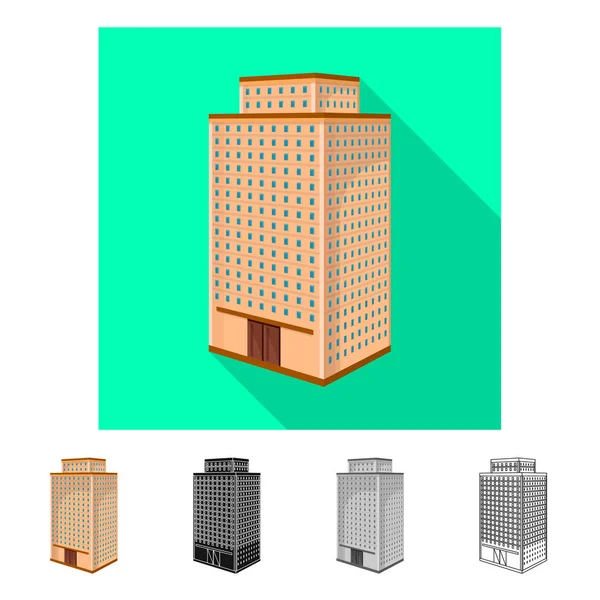 Isoliertes Büroobjekt und Haussymbol. Sammlung von Büro- und Wolkenkratzersymbolen für Aktien. — Stockvektor