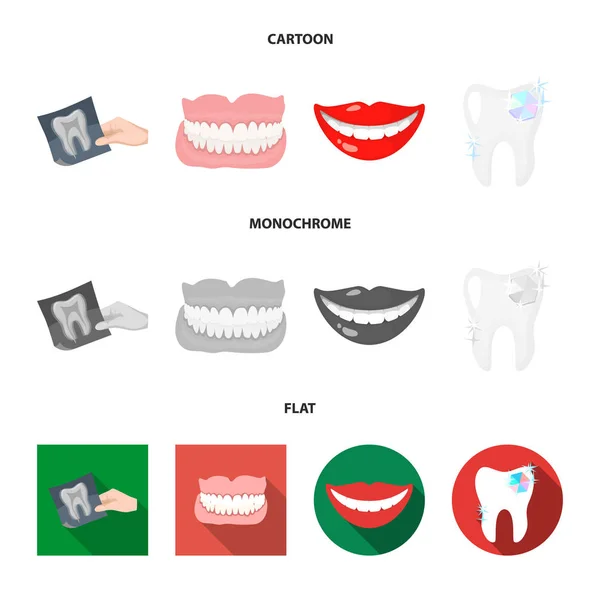 Vector illustration of tooth and happy symbol. Collection of tooth and whitening stock symbol for web. — Stock Vector