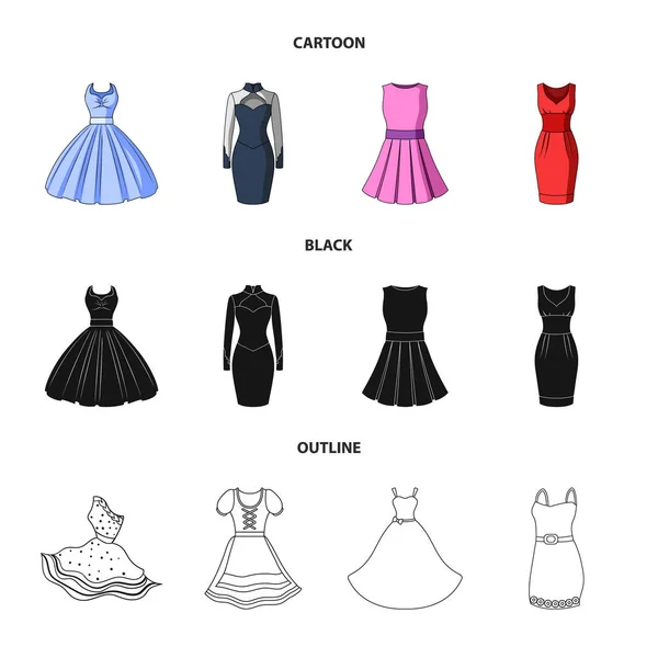 Diseño vectorial del icono del vestido y la ropa. Conjunto de vestido e ilustración vectorial de stock de noche . — Vector de stock