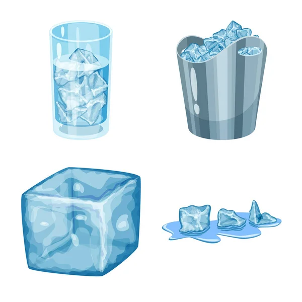Design vettoriale del gelo e del logo dell'acqua. Set di gelo e simbolo stock bagnato per il web . — Vettoriale Stock