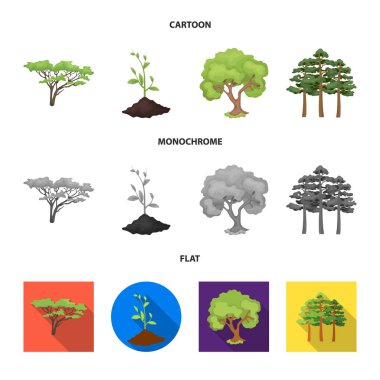 Bir ağaç ve orman işaret illüstrasyon vektör. Ağaç ve yeşil hisse senedi vektör çizim koleksiyonu.