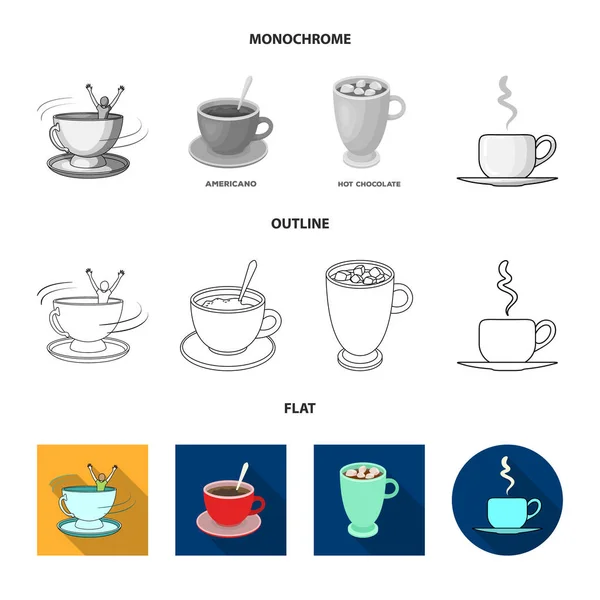 Izolovaný objekt cup a coffe Sign. Kolekce z poháru a top burzovní symbol pro web. — Stockový vektor