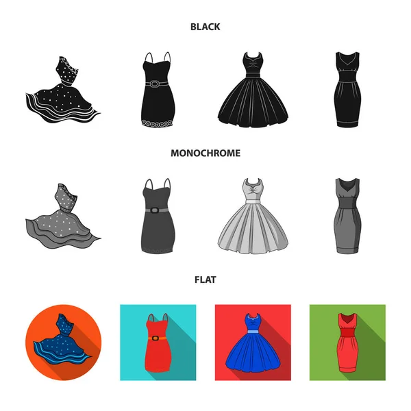 Vektor-Design von Kleid und Kleidungssymbol. Kleid und Abendkleid als Symbol für das Web. — Stockvektor