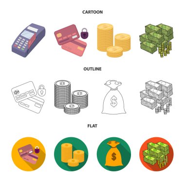 Ödeme ve kredi sembolü vektör illüstrasyon. Ödeme seti ve finansal stok vektör illüstrasyon.