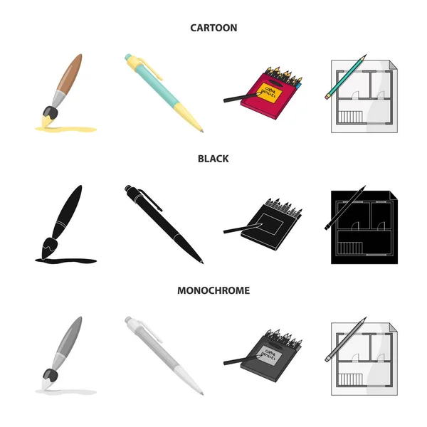 Vektor-Design von Bleistift und Spitzer-Symbol. Sammlung von Bleistift- und Farbvektorillustrationen. — Stockvektor