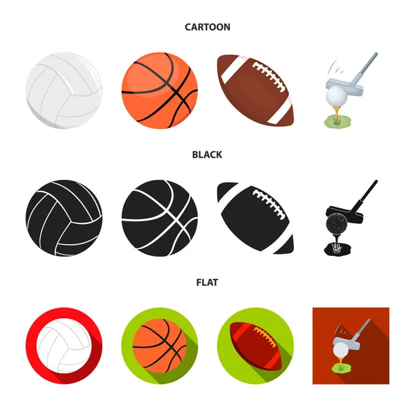 Ilustração vetorial de bola e símbolo de futebol. Conjunto de bola e basquete símbolo de estoque para web . — Vetor de Stock