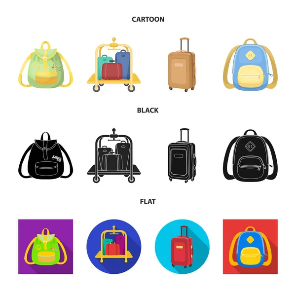 Illustration vectorielle du sac à dos et icône de sac. Ensemble de sac à dos et symbole de stock scolaire pour le web . — Image vectorielle