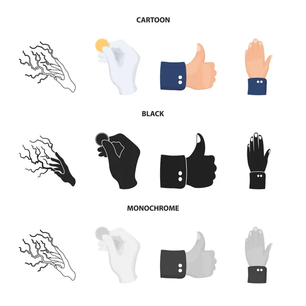 Vector design of animated and thumb sign. Set of animated and gesture vector icon for stock. — Stock Vector