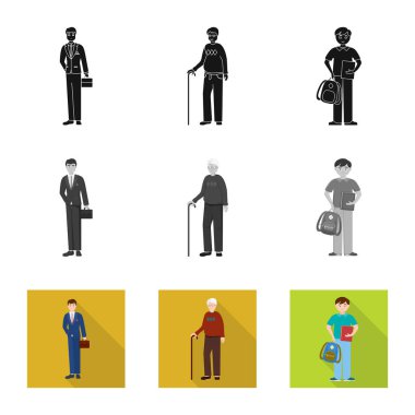 Karakter ve avatar logo yalıtılmış nesne. Web için karakter ve portre hisse senedi simgesi kümesi.