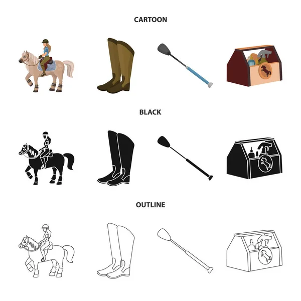 Vector ontwerp van apparatuur en paardrijden symbool. Set van apparatuur en concurrentie vector pictogram voor voorraad. — Stockvector