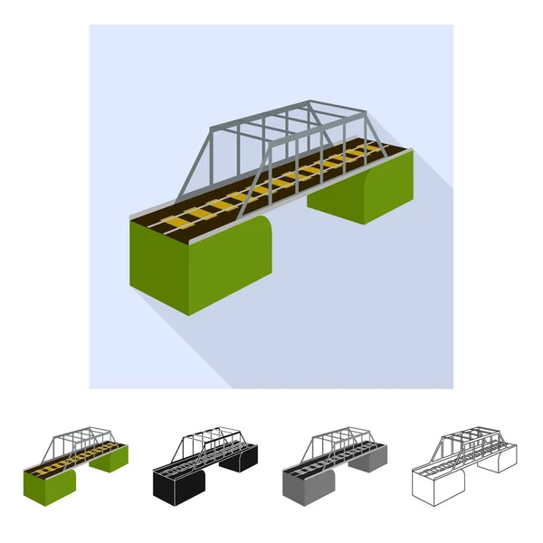 Izolowany obiekt mostu i znak morski. Zbiór symboli i słupów dla stron internetowych. — Wektor stockowy