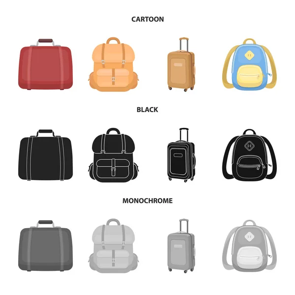 Design vetorial de mochila e símbolo de saco. Conjunto de mochila e ilustração do vetor de estoque escolar . — Vetor de Stock