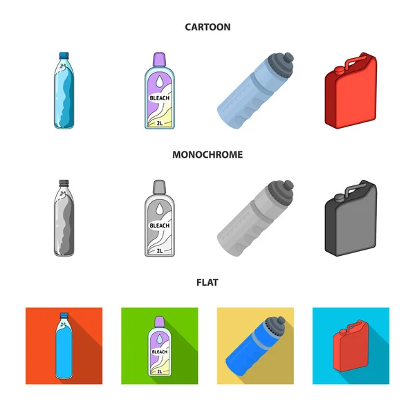 Vector ontwerp van kunststof en container teken. Set van plastic en verpakking vector pictogram voor voorraad. — Stockvector
