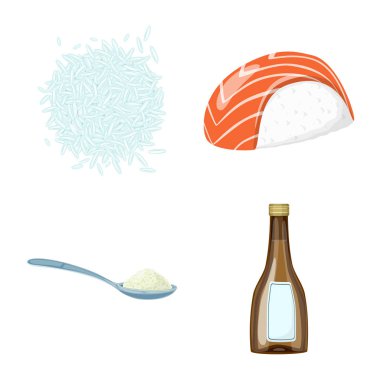 Gıda ve organik logo izole nesne. Gıda ve tarımsal stok vektör çizim seti.