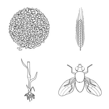 Tarım ve tarım işareti izole nesne. Hisse senedi için Tarım ve bitki vektör simge kümesi.