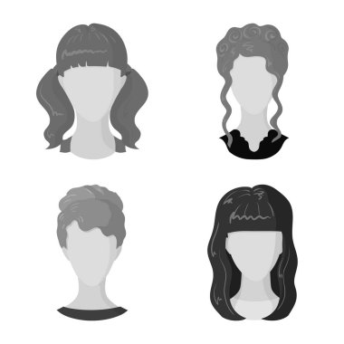 Karakter ve profil logosu yalıtılmış nesne. Karakter ve kukla stok vektör çizim seti.