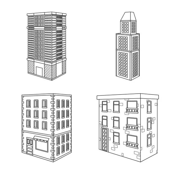Illustrazione vettoriale del logo di casa e appartamento. Set di icone vettoriali casa e moderna per magazzino . — Vettoriale Stock
