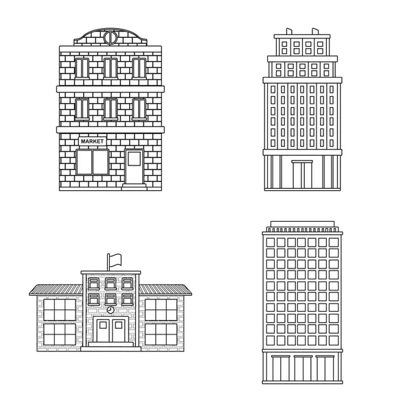 Design vettoriale dell'architettura e logo esterno. Collezione di architettura e icona vettoriale della città per stock . — Vettoriale Stock