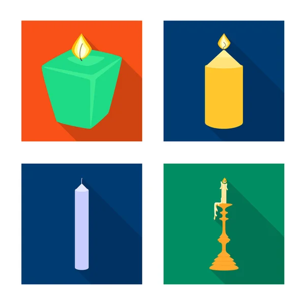 Ізольований об'єкт свічки та символ прикраси. Колекція свічок і полум'я Векторна іконка на складі . — стоковий вектор