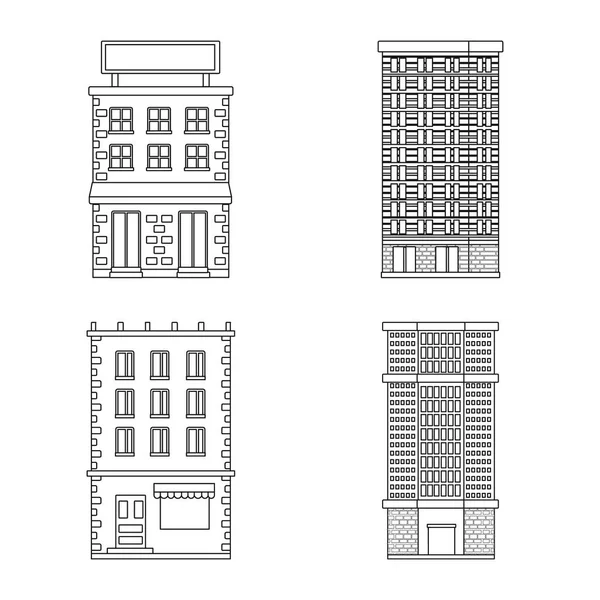 Diseño vectorial de arquitectura y símbolo exterior. Conjunto de arquitectura e ilustración del vector de stock de ciudad . — Archivo Imágenes Vectoriales