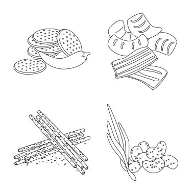 Tat ve gevrek simgesi izole nesne. Tat seti ve pişirme stok vektör illüstrasyon.