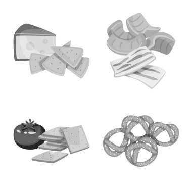 Tat ve pişirme işareti vektör tasarımı. Stok için tat ve seasonin vektör simgesi seti.