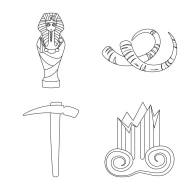 Hikaye ve araştırma simgesinin vektör tasarımı. Hikaye ve keşif stok vektör çizim koleksiyonu.