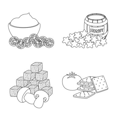 Tat ve gevrek simgesi vektör tasarımı. Web için tat ve pişirme stok sembolü koleksiyonu.