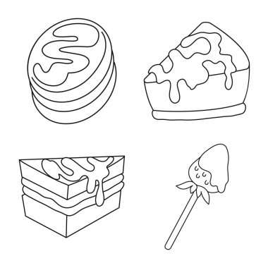 Tatlı ve ürün logosu izole nesne. Web için tatlı ve karamel stok sembolü koleksiyonu.