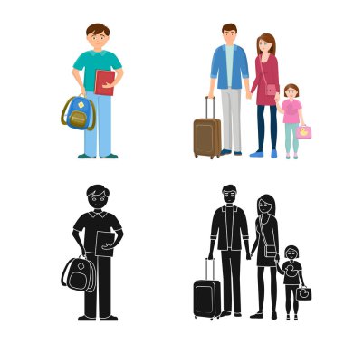 Karakter ve avatar logo vektör tasarımı. Hisse senedi için karakter ve portre vektör simge topluluğu.